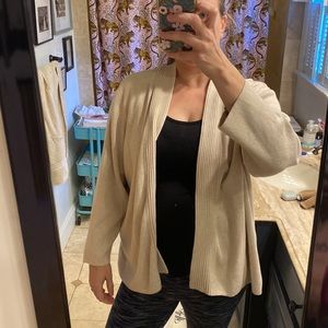 Hampshire Studio Woman 100% Cotton Tan Open-Front Cardigan, size 3X